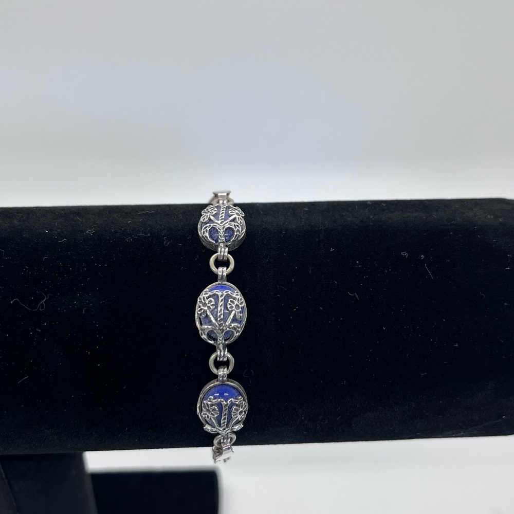 Sterling Silver Chain and Lapis stone Bracelet